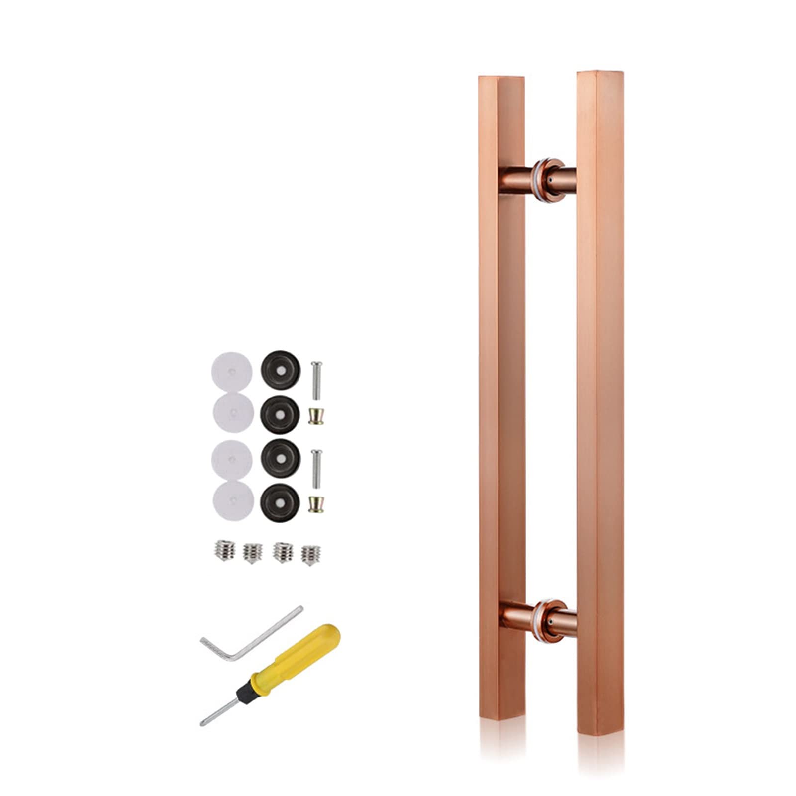 CWCQGH Door Handle Door Pull Handle Sliding Barn Door Handle Square Sliding Door Handle Large, Stainless Steel Double Sided Push Pull Door Handle for Gl,Rose Gold-Long 180cm/71 inch