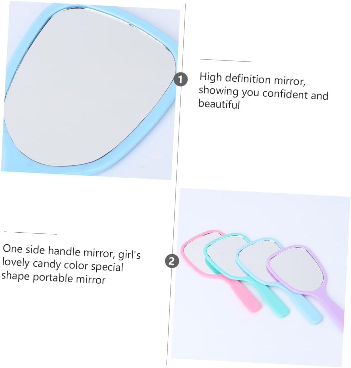 Gatuida 8Pcs Portable Handheld Makeup Mirror in Mini Single Sided Mirror Each in Green Purple Pink for Travel and Everyday Use
