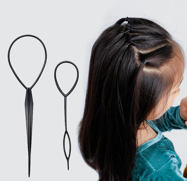 Miniatura 3 de 1 Unidad(2 piezas) de plástico mágico pelo trenzado cola de caballo herramienta clip herramienta simple bricolaje estilo de pelo accesorios