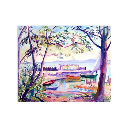 Impression sur toile Henri Manguin Bateaux 2 | Grand tableau d'art mural 95x80cm sans cadre pour salon