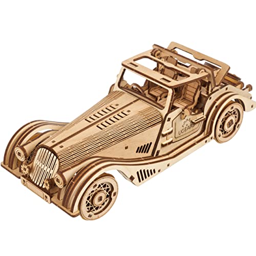 UGEARS Sports Car Rapid Mouse 3D Wooden Puzzles for Adults - Wooden Model Kits for Adults Hobbies for Men Wood Mechanical Model Wooden Cars to Build Engine Brain Teaser Hobby Set by UGEARS - Used condition - US$25.87