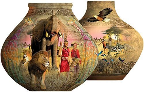 SUNSOUT INC - African Pots - 1000 pc Special Shape Jigsaw Puzzle by Artist: Roberta Wesley - Finished Size 38" x 25" - MPN# 95622