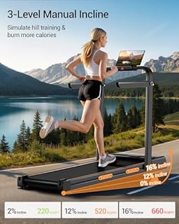 Folding Treadmill with 16% Incline, 3 in 1 Foldable Treadmill, Under Desk Walking Pad for Home Office, 10KM/H, 2.5HP Quiet Motor Portable Running Machine with Remote & LED Display, 136KG Capacity