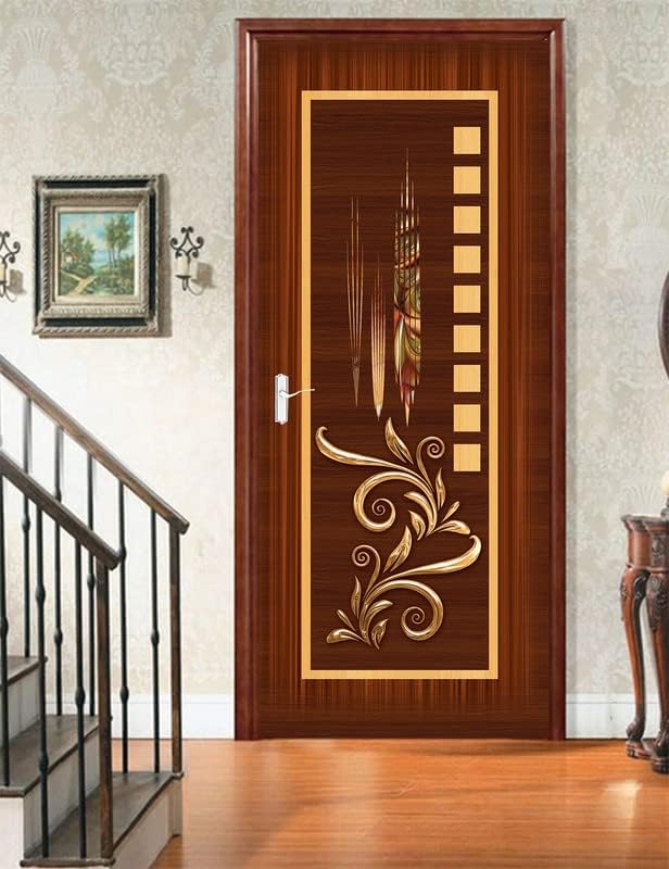Self-Adhesive Door Wallpaper, Brown Box Design Size - 36x78 inch, for Door, Almirah, Table, AC, Fridge Wallpaper-image-38