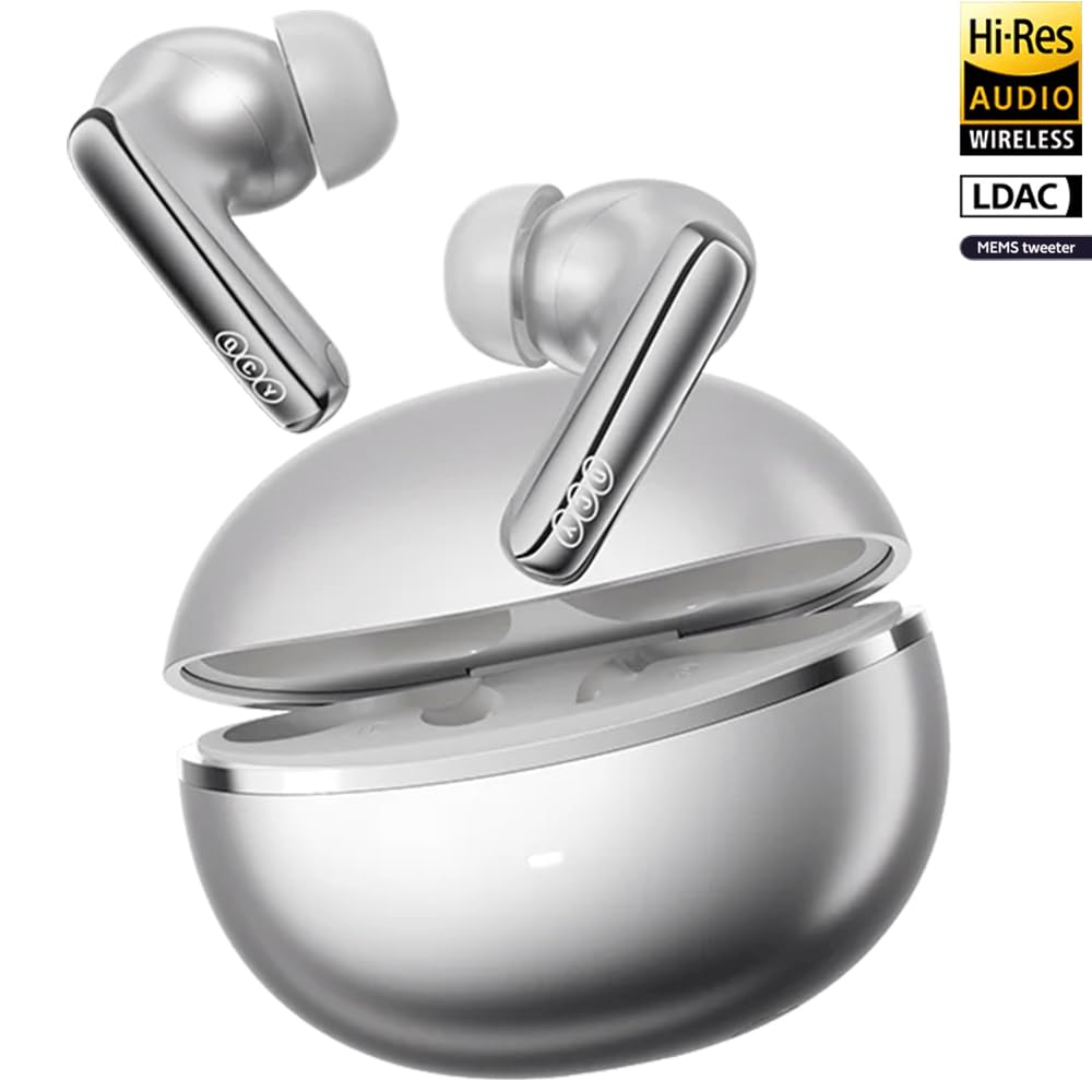 QCY MeloBuds N70 Auriculares Bluetooth, audio Hi-Res, LDAC, 50 dB Hybrid ANC cancelación de ruido, 50 horas de duración de la batería, gris, in-ear, inalámbrico