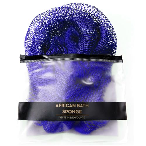 African Net Sponge Authentic,35 inches African Exfoliating Net Sponge,African Wash Cloth for Women and Men,Deep Cleansing,Soft Skin, Suitable for Daily Shower/Bath, Durable & Reusable - Dark Blue