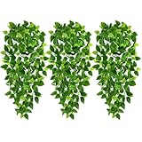AGEOMET 3PCS Artificial Hanging Plants Fake Ivy Leaves for Wall Home Porch Garden Fence Decoration