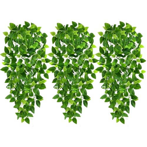 Ageomet 3pcs Artificial Hanging Plants, 3.6ft Fake Ivy Vine for