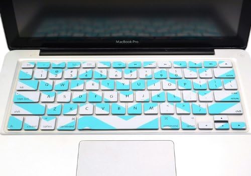 TopCase Chevron Zig - Zag Silicone Keyboard Cover Skin for MacBook 13" Unibody/Old MacBook Pro 13" 15" 17" / New MacBook Air 13" / Wireless Keyboard + TopCase Mouse Pad (HOT Blue/Turquoise)