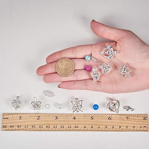 Sunnyclue 1 Box Diy 4 Pairs Hollow Bead Cage Pendant Earrings Jewelry Making Kits Includes Hollow Cage Pendants,Chakra Gemstone Pearl Beads,Earring Hooks Arts Craft Supplies For Women Adults #TOP4