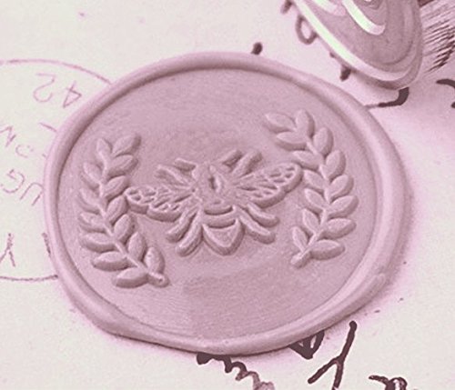 MDLG Bee Wreath Wax Seal Stamp Harvest Gift Wrapping Christmas Card Package Envelope Letters Sealing Stamp Insect Bee Wax Seal Stamp Rosewood Handle Set