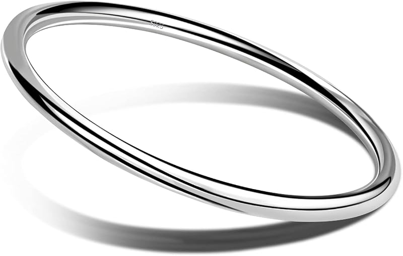 Dankadi Fashion Smooth Moments Charm 925 Sterling Silver Bracelet Minimalist DIY Women 4MM Bangle Diameter 60-65 -68MM Gold Plated Jewelry Gift