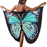 Bikini Encubrimiento para Mujeres Boho Mariposa Sexy Playa sargg Envoltura Elegante Traje de baño Transpirable Encubrimiento para Mujeres (Azul), Bikini Encubrimiento