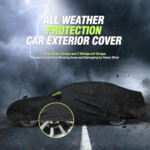 Image of Favoto Car Cover Waterproof All Weather Windproof for Sedans 194-208 Inches