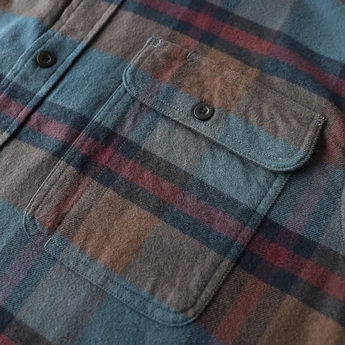 Dubinik®Mens Flannel Shirts Long Sleeve Flannel Shirt for Men Warm Casual Soft Cotton Button Down Plaid Mens Flannel Shirt3
