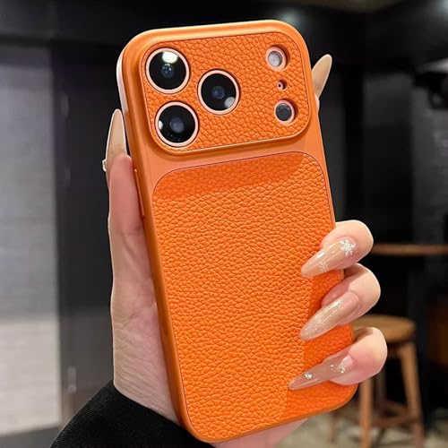 Housse objectif tout compris iPhone 17 Pro Max étui mince orange litchi - 2