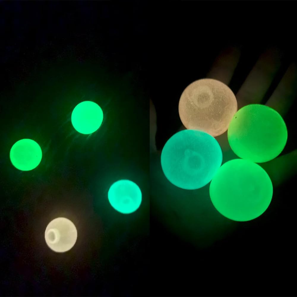 10 pcs Sticky Balls Fidget Toys, Sensory Balls Squishy Balls Glow in The Dark Ceiling Balls, Wall Balls Bulk Sticky Glow Balls Lumi Balls for Kids and Adults