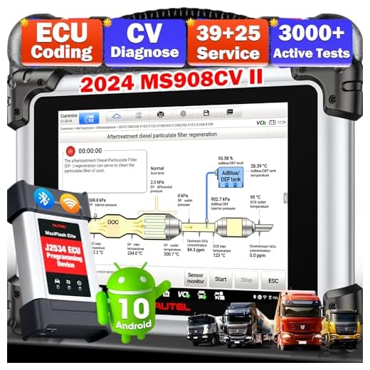 Autel MaxiSys CV Scanner MS908CV, 2023 Heavy Duty Truck/Semi Truck/Bus Diagnostic Scan Tool, J2534 ECU Programmer, Online Coding, HD Diesel & Gasoline Bidirectional Scanner, 25+23 Reset, OE Diagnose