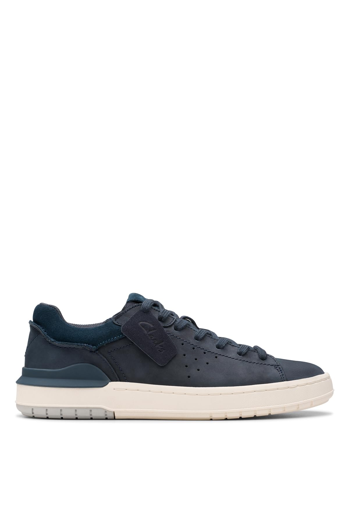 Clarks Men's Courtlite 2 Run Navy Nubuck Trainers, Lace Up in Blue | Size: 9-Standard Fit