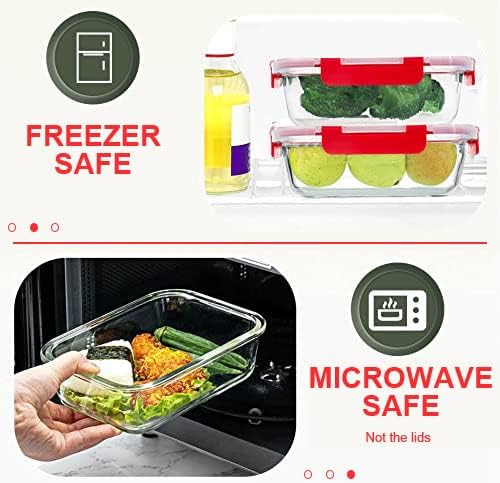 Miniatura 5 de Juego de 30 recipientes de vidrio para almacenar y preparar alimentos, con tapas de cierre a presión, herméticos, libres de bisfenol A y aptos para