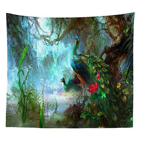BOYOUTH Peacocks Fantasy Forest Tapestry Cover