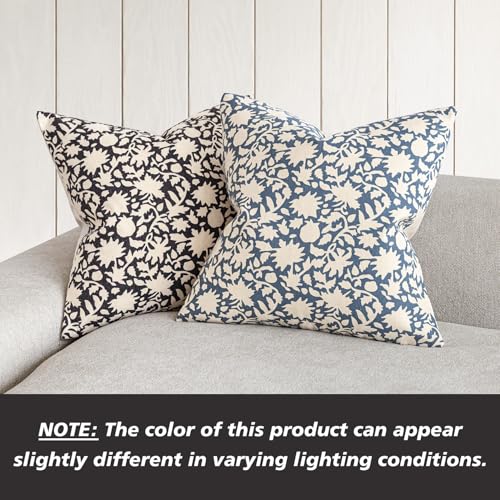Image of Foindtower Set of 2 Decorative Neutral Floral Throw Pillow Covers Accent Farmhouse Cushion Covers Boho Vintage Pillowcase for Couch Sofa Bedroom Living Room Home Decor18x18 Inch,Black