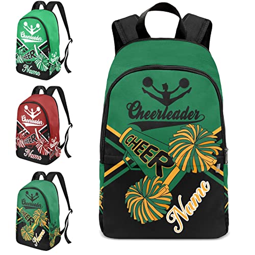 zaaprintblanket Personalized Cheerleader Cheer Black Green Backpack Casual Daypack Bag for Man Woman