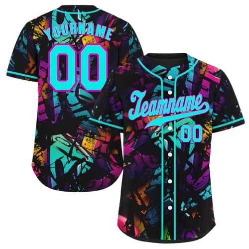 Custom Graffiti Baseball Jersey for Men Women Youth Personalized Button Down Shirt with Name Number Team Uniform miniatura 1