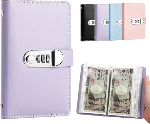 お札 貯金箱 貯金手帳 お金仕分け 100万円貯まる 本型 貯蓄チャレンジブック 計画 記録 コンパクト 隠し金庫 災害グッズ 100枚収納可能 貯蓄目標達成に成功 (パープル)