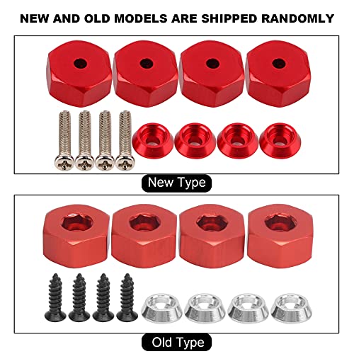 Pongnas 4PCS Hex Adapter for WPL D12 /10 RC Trucks - Aluminum Hub Accessory with Screws (Red R) - Image 8