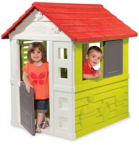Smoby – Natur Haus - Spielhaus für Kinder für drinnen und draußen, erweiterbar durch Zubehör, Gartenhaus für Jungen und Mädchen ab 2 Jahren, Playhouse for Kids Perfect for Garden, grün