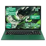 LONGEVINCE 16 Inch Laptop, Celeron N5105 Processor (up to 2.9 GHz), 16G DDR4, 1920 x 1200 IPS, Illuminated Keyboard, Number Keypad, Fingerprint Recognition, BT4.2, Win11, Office Pro (Green, 16+960G