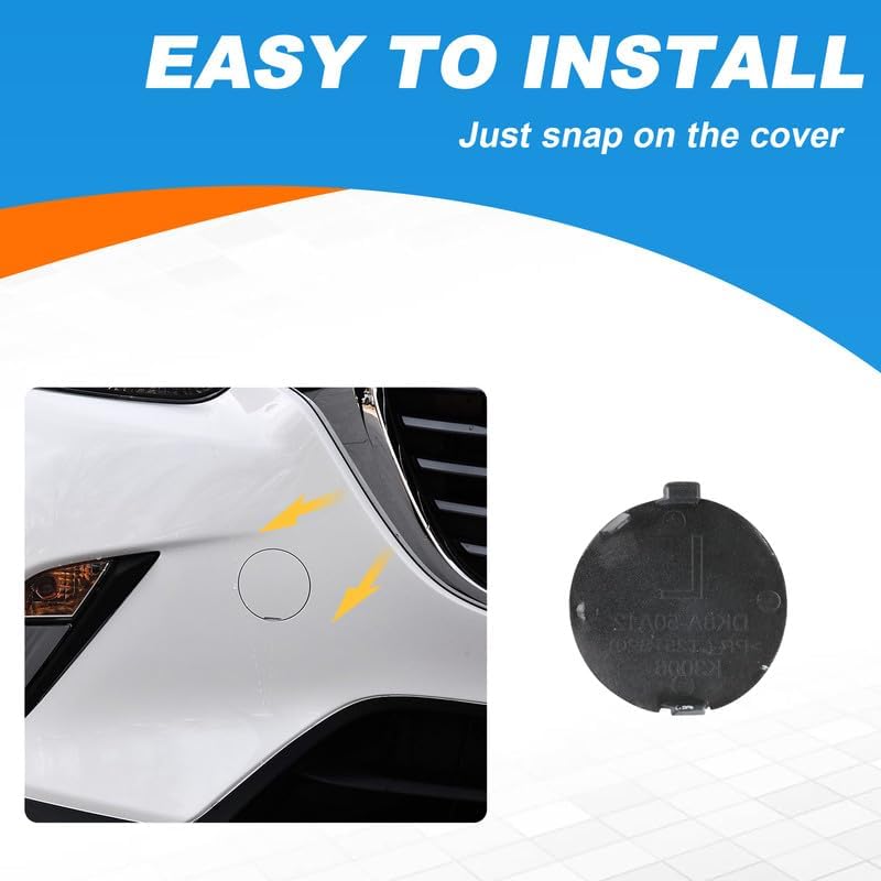Car Front Bumper Tow Hook Cover Cap Towing Eye for Mazda CX-3 DK 2014 2015 2016 2017 2018 2019 2020 2021 2022 2023 DK8A-50A11 D10J-50-A12A (Red, Right Passenger Side)