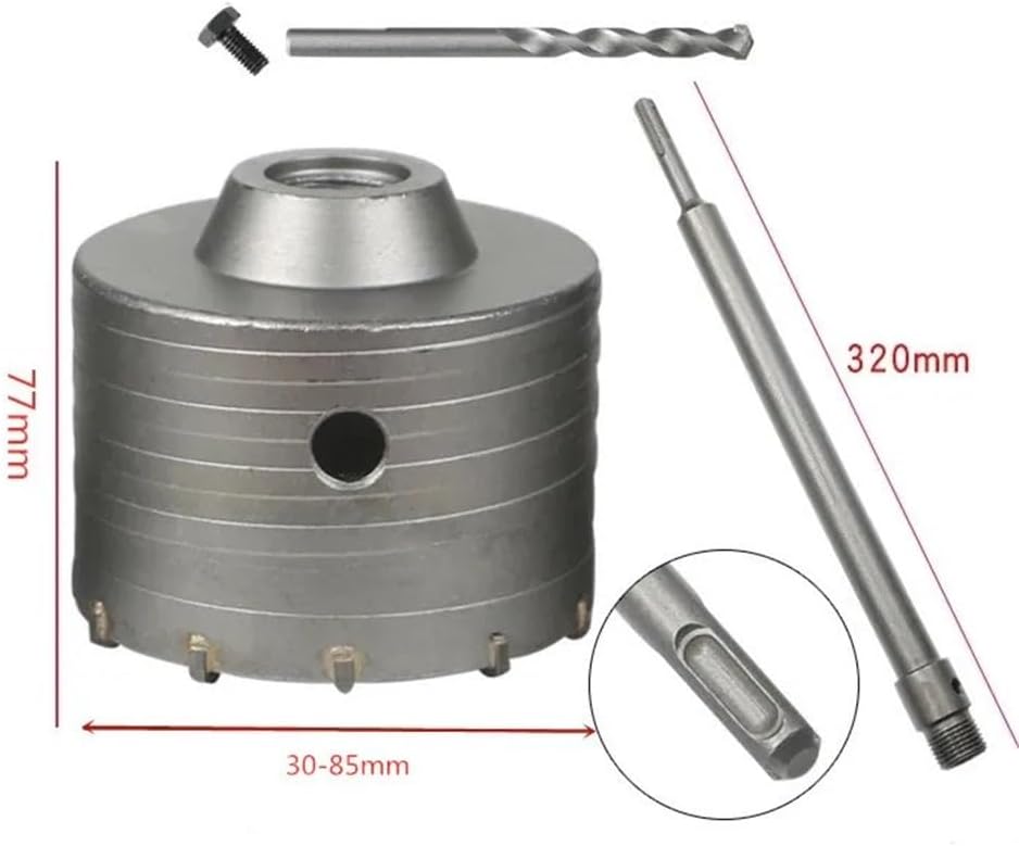 Shank Drill Bit Fit for 30mm 35mm 40mm 45mm 50mm 55mm 60mm 65mm 70mm 75mm 80mm 85mm Wall Hole Saw 320mm Rod(Round handle320-60mm)