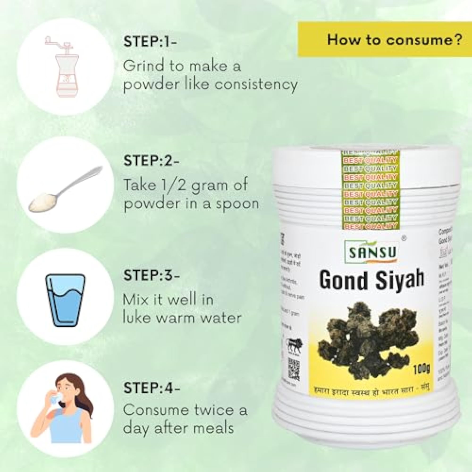 SANSU Gond Siyah Original Gond Siyah, 100g