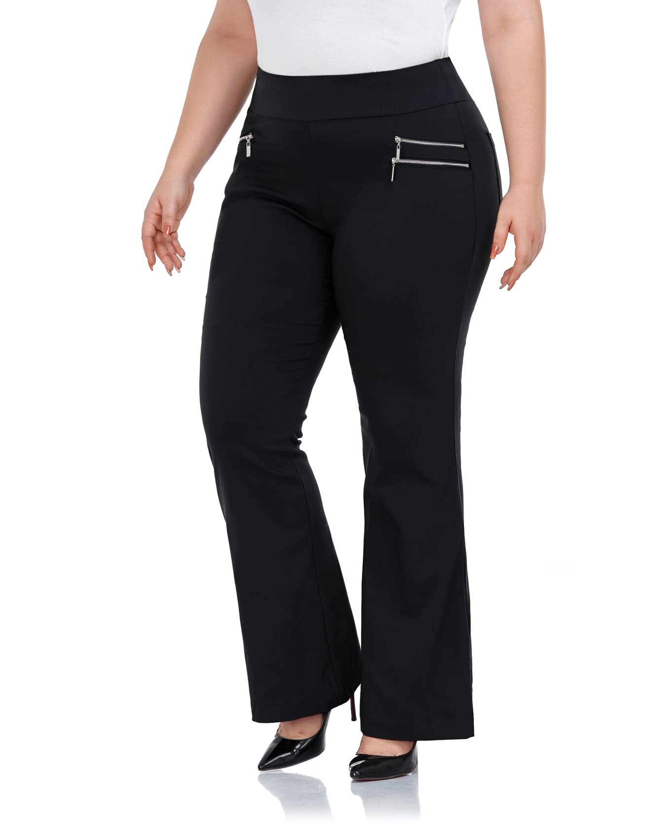 Inno Plus Size Dress Pants Women 28" 31" 34" Bootcut Dress Pants Stretchy High Waisted Pullon