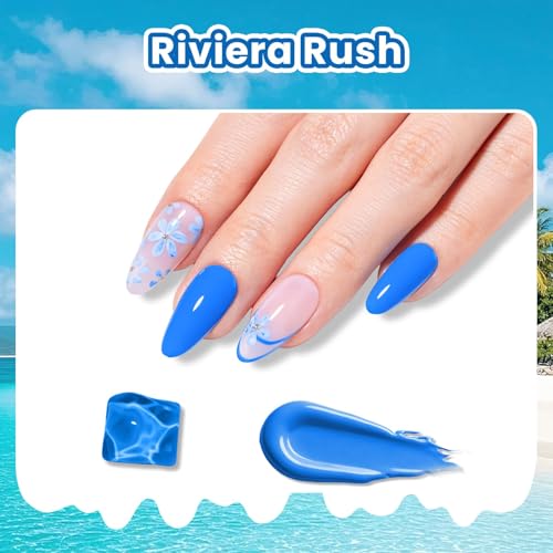 Image of Beetles Blue Gel Polish - Beetles Summer Voyage Riviera Rush Summer Nails, Navy Blue Gel Nail Polish, Same Color Bottle, Soak Off UV LED Lamp Neon Nails, Long-Lasting Manicure Salon DIY for Holiday