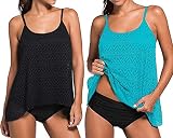 Octopus Figurumspielende Bademode im Oversize Look 3tlg. Tankini Set mit Slip f5685 Farbe: Tankini Schwarz + Türkis, Slip schwarz T18(sw+tue) S4(sw), Gr. 46
