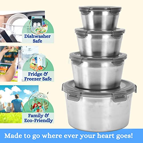 4 Stuks/set Roestvrijstalen Voedselopslagcontainers Met Deksels, Lunchbox Bentoboxen, Bewaarmaaltijd Versheid Container Voor Keuken, Buitenreizen, Magnetron-vriezer, Vaatwasmachinebestendig - Afbeelding 6