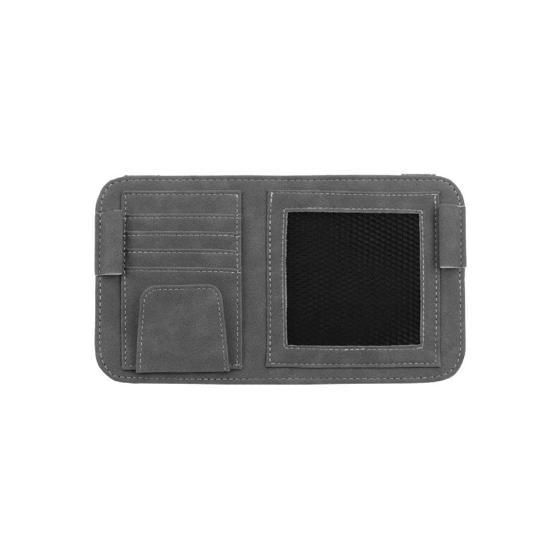 Car Sun Visor Organizer, Small Leather Auto Visor Storage Organizer, Vehicle Multi-Pocket Document Holder for License, Card, Pen, Sunglasses, Interior Car Accessories (Gray)