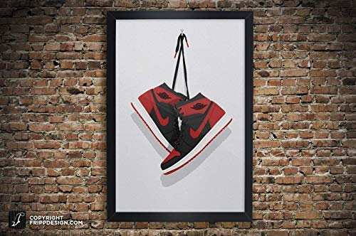 Air Jordan One Vintage Hanging Kicks Sneaker Wall Art in Various Sizes