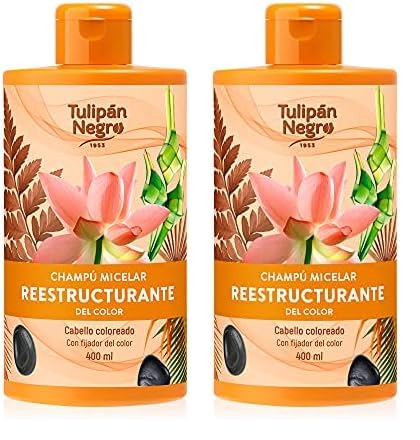 Tulipán Negro - Champú Micelar 400 ml Reestructurante del Color, Cabello Coloreado; Con Fijador del Color (Paquete de 2)