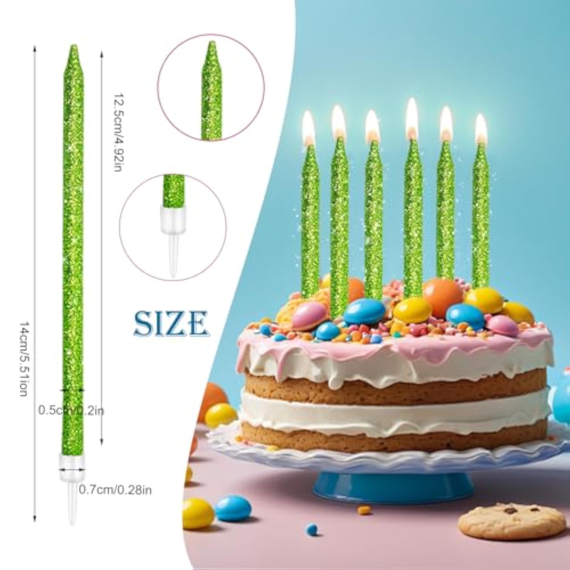24-Count Glitter Long Thin Birthday Candles