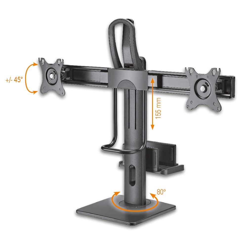 myWall Höhenverstellbarer Tischständer für 2 Flachbildschirme 17" - 27", Belastung 2-6 kg (Pro Bildschirm), VESA