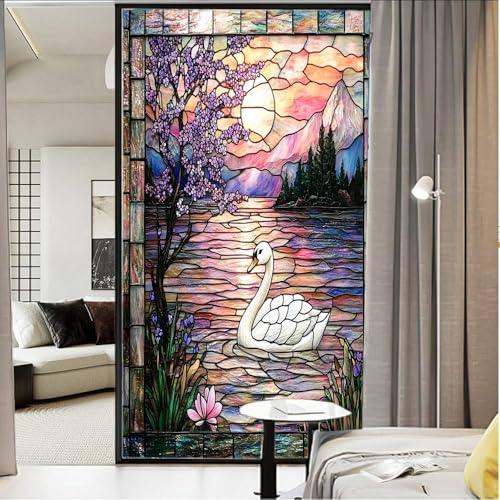 Vinilo adhesivo con diseño cisne para ventana 17.7x23.6 in miniatura 3