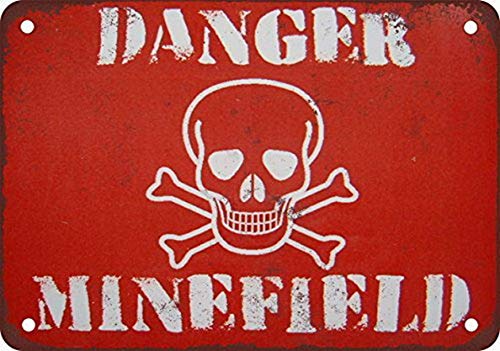 Danger Minefield Tin Sign 8X12 Inches