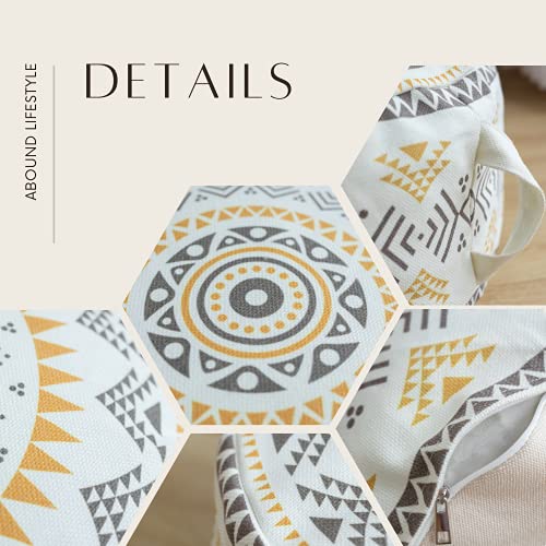 Abound Lifestyle Boho Decorative Unstuffed Pouf - Farmhouse Casual Ottoman Pouf Cover. Handwoven Foot Rest/Cushion Cover Only (Yellow) #TOP3