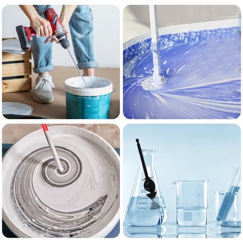FunWorth 4 Stück Farbrührer mit Verlängerungsstange, Farbmischer Epoxidharz Rührer für 1/4 Bohrer, Wiederverwendbare Farbmischer für Epoxidharz, Farbe, Pigmente, Keramikglasur (Runden-5pcs)