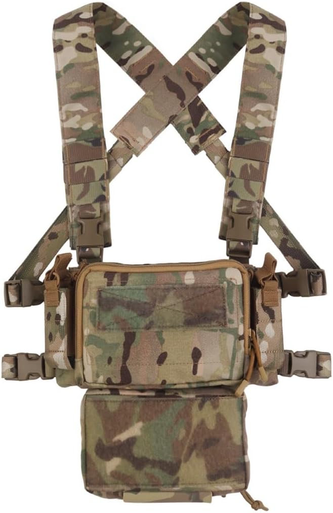 Tactical Chest Rig with 556 Magazine Pouch and Drop Bag, MOLLE ...