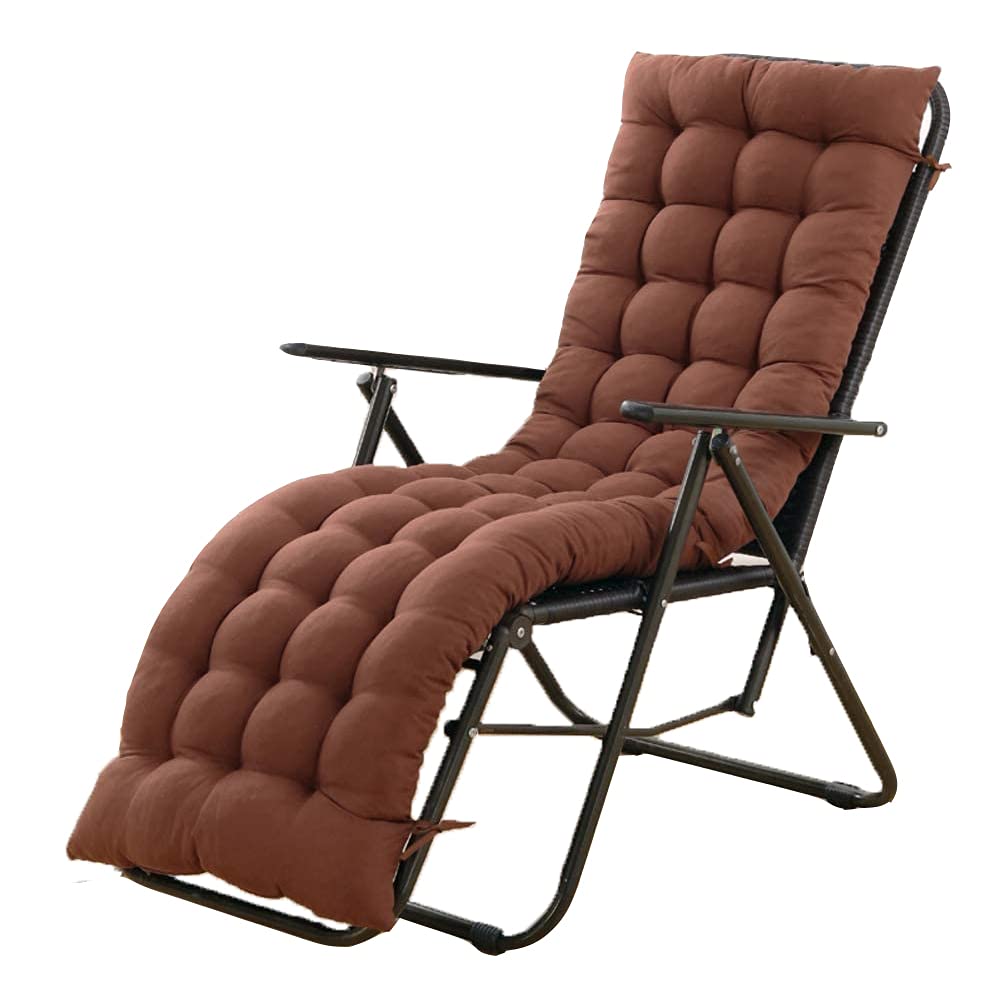 CLLC Moonase Sun Lounger Chair Cushions, Sundlight Patio Cushions Chaise Outdoor Garden Recliner Quilted Thick Padded Seat Cushion Chair Rocking with Ties Coffee, 155x48x8cm61x18.89x3.14inch